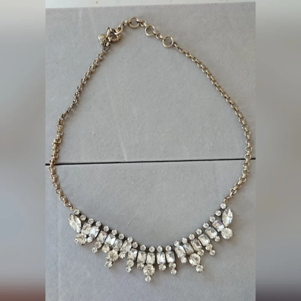 J. Crew bronze metal and rhinestones statement necklace